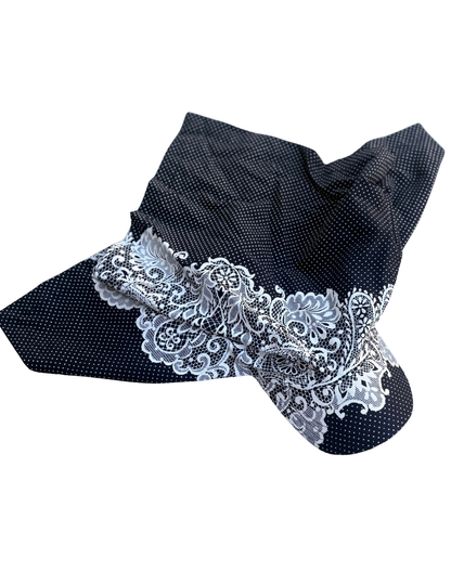 POLKA DOT + LACE BANDANA HAT