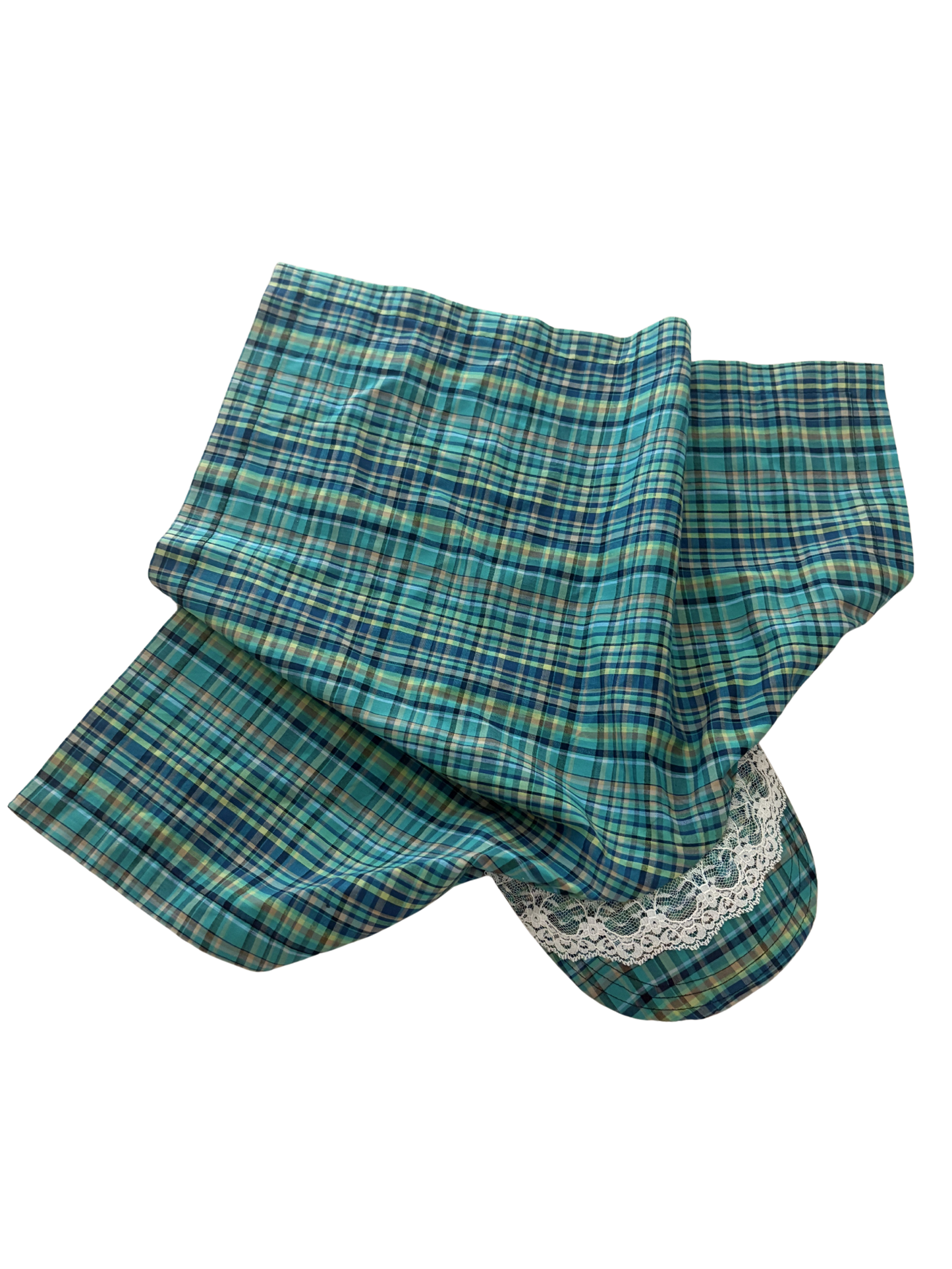 PLAID + LACE BANDANA HAT - 29"